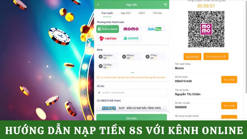 Nạp tiền 8s app với kênh online 